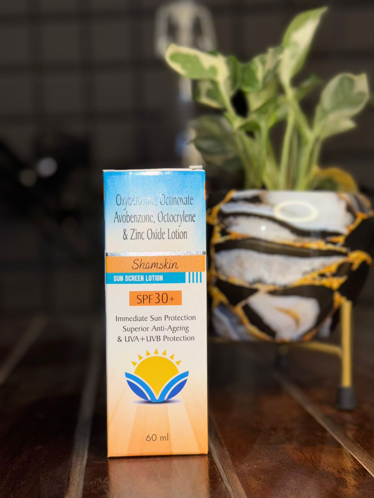 Shamskin Sunscreen Lotion SPF 30+ | Broad Spectrum UVA + UVB Protection (60ml